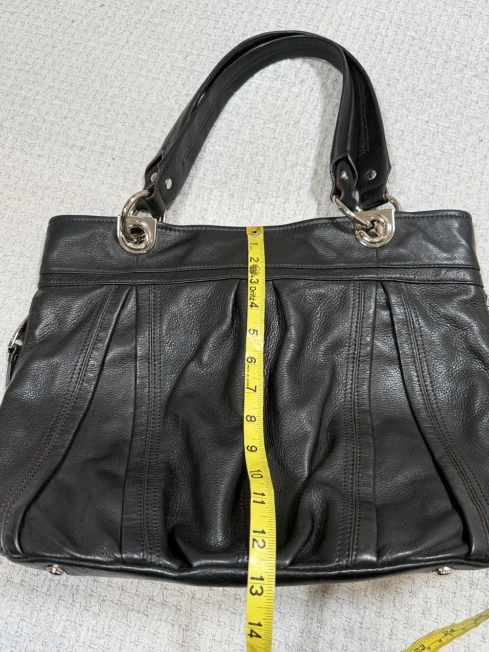 B. Makowsky Leather Hobo Shoulder Bag Black Silver Hardware Leopard Print Purse